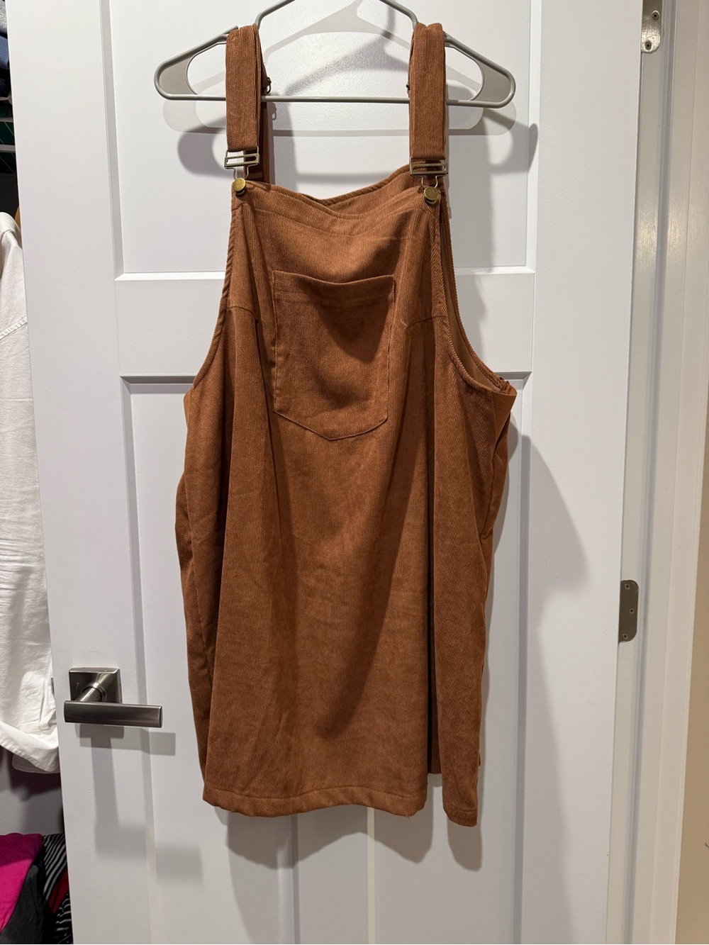 Brown Suede-Look Pinafore Dress